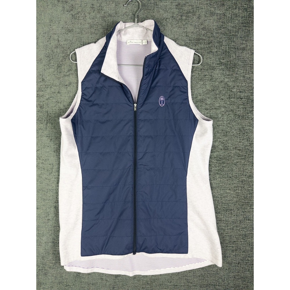 Peter Millar Womens Vest L Full Zip Color Block Golf Course Outdoor Sleeveless